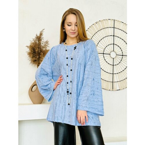 фото Лонгслив fatmafashion, размер 48/54, голубой