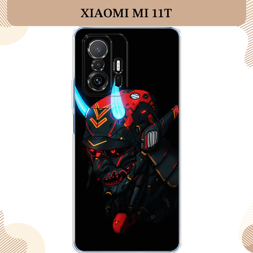 Силиконовый чехол Неоновый самурай на Xiaomi Mi 11T/ 11T Pro / Сяоми Mi 11T/ 11T Pro силиконовый чехол самурай на красном фоне на xiaomi mi 11t сяоми ми 11t