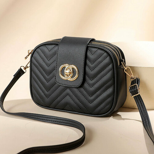 фото Сумка кросс-боди , фактура матовая, стеганая, черный dmstyle