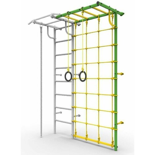 Дополнительная секция Рукоход с сеткой из каната для шведской стенки, турник для детского спортивного комплекса зеленый-черный