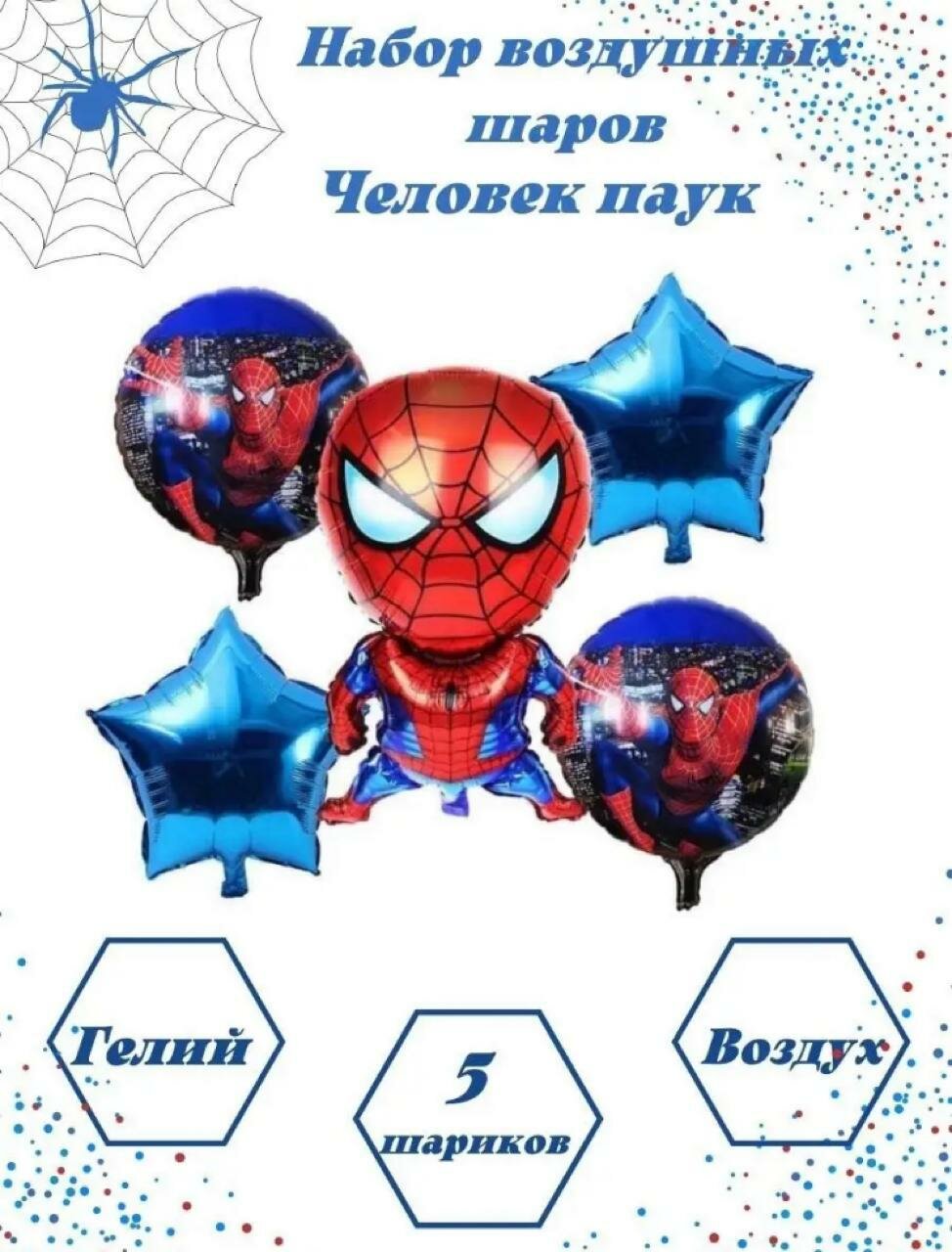 Набор фольгированных шаров 5шт. Spiderman Спайдермэн