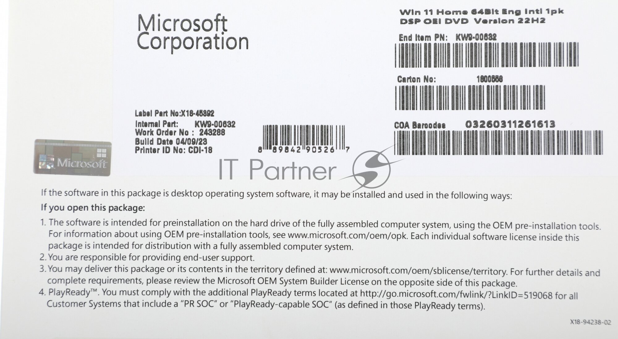 Операционная система Microsoft Windows 11 Home 64Bit Eng Intl 1pk DSP OEI DVD (kw9-00632) - фото №3
