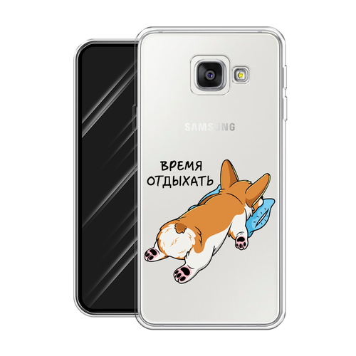 Силиконовый чехол на Samsung Galaxy A3 2016 / Самсунг Галакси A3 2016 Корги отдыхает, прозрачный