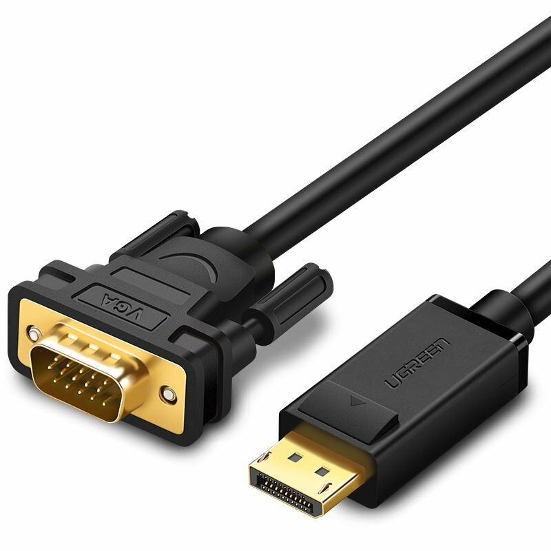 Кабель UGREEN DP105 (10247) DP Male to VGA Male Cable. Длина 1,5 м. Цвет: черный