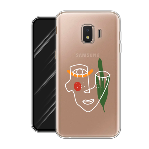 Силиконовый чехол на Samsung Galaxy J2 Core (2020) / Самсунг Галакси J2 Core (2020) Минималистичный принт белый, прозрачный силиконовый чехол на samsung galaxy j2 core 2018 2020 самсунг галакси j2 core 2020 beautiful day