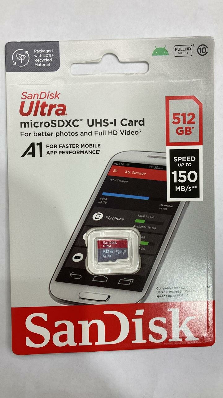 Карта памяти 512GB SanDisk Ultra microSDXC C10 U1 UHS-I 100MB/S, без адаптера - фото №5