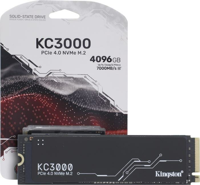 Накопитель SSD M.2 2280 Kingston KC3000 4TB PCI-E 4.0 x4 NVMe 3D TLC 7000/7000MB/s IOPS 1000K/1000K MTBF 2M 3,2 PBW graphen heatsink - фото №18