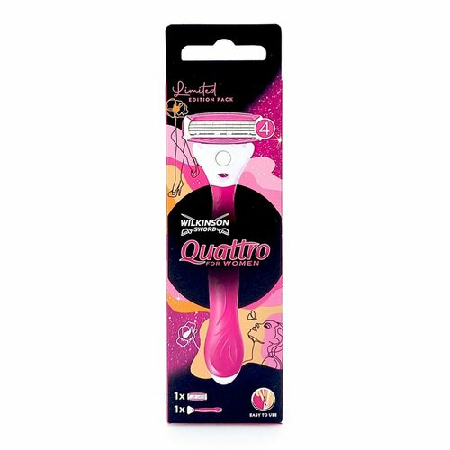 Wilkinson Sword /Schick QUATTRO for Women / Женский бритвенный станок с 1 кассетой женский бритвенный станок wilkinson sword intuition dry skin с 1 кассетой