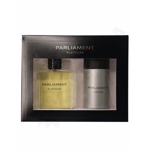 PARLIAMENT PLATINUM Набор (туалетная вода 100 мл + дезодорант-антиперспирант 150 мл) parfums genty мужской parliament platinum набор туалетная вода edt 100мл дезодорант спрей spray 150мл