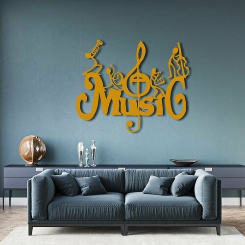 Декоративное панно деревянное, musig (матовое золото)