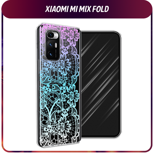 Силиконовый чехол на Xiaomi Mi Mix Fold / Сяоми Ми Микс Фолд Радужный кружевной узор, прозрачный силиконовый чехол на xiaomi mi mix fold сяоми ми микс фолд красный карбон