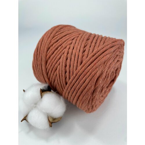 Шнур для макраме 80% хлопок 100м/ 3мм/ морковный