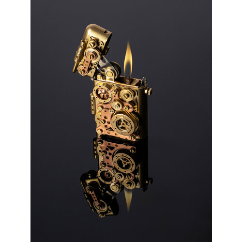 Зажигалка бензиновая подарочная Шестерёнки, Zorro, герметичная, подарок мужчине