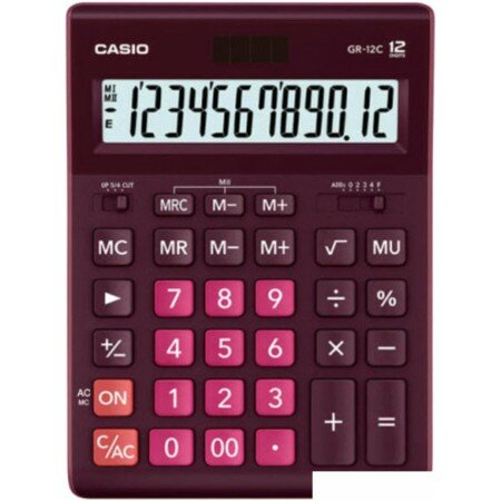 Бухгалтерский калькулятор Casio GR-12C-WR-W-EP (бордовый)