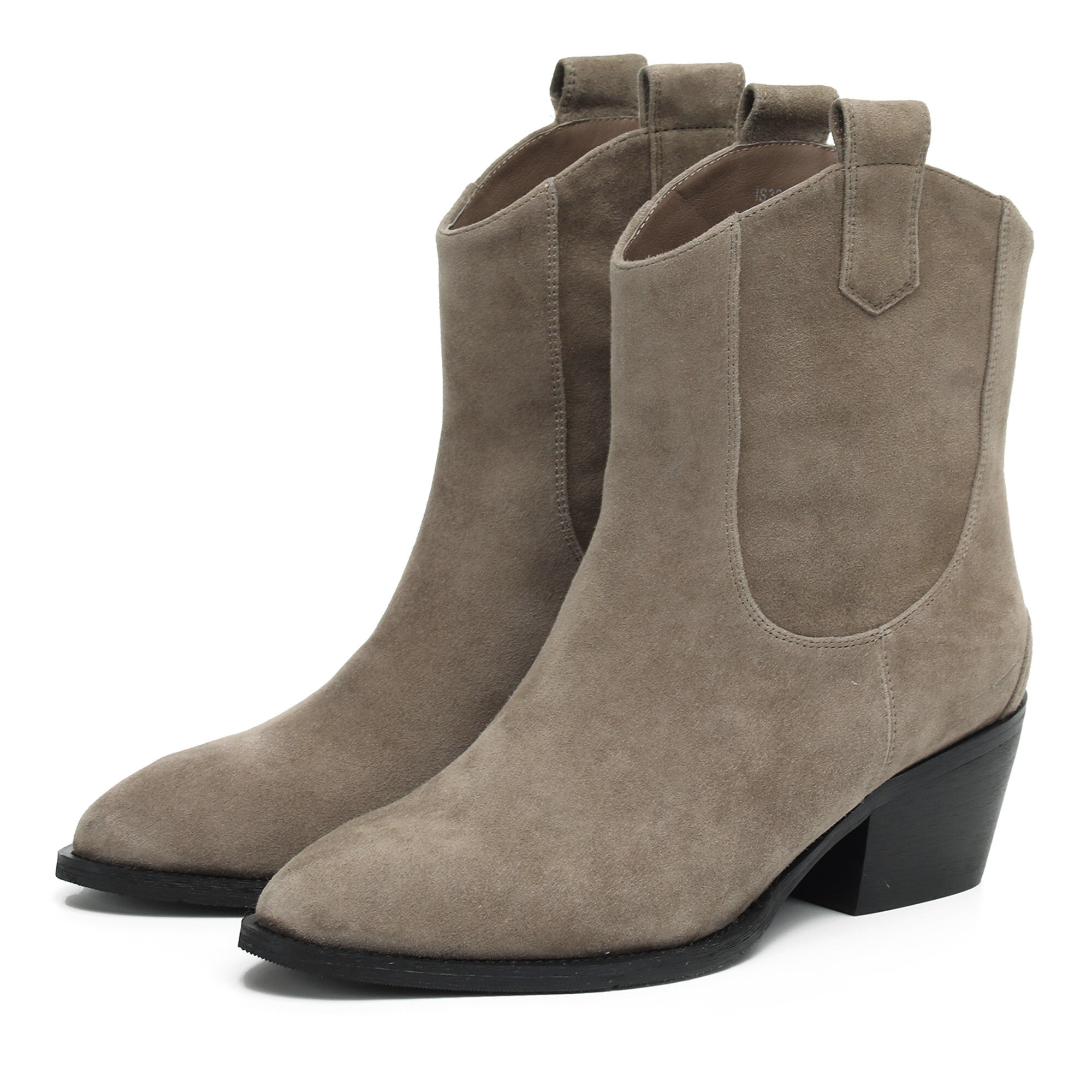 фото Женские ботинки казаки серого цвета Respect размер 38