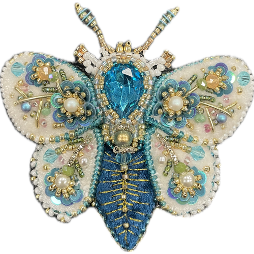 фото Брошь королевство птички & бабочки, жемчуг пресноводный культивированный, swarovski zirconia, голубой, белый