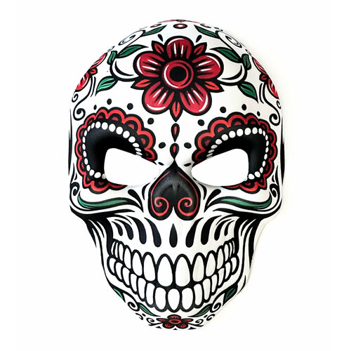 Карнавальная маска Санта Муэрте из ПВХ (цветок) / Маска День мертвых (Dia de los Muertos) / Маска для вечеринки Santa Muerte (VX)