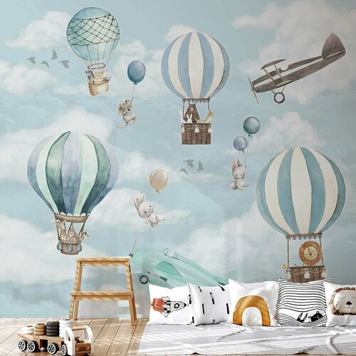 Фотообои детские флизелиновые с виниловым покрытием VEROL Воздушные шары, 300х283 см, моющиеся обои на стену, декор для дома флизелиновые фотообои verol воздушные шары и город