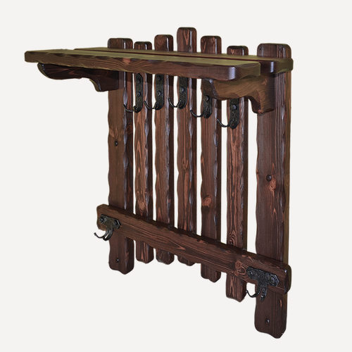 Изображение товара Вешалка деревянная рианна "Добрыня 1" с элементами ковки, 100*32*Н100 старый орех