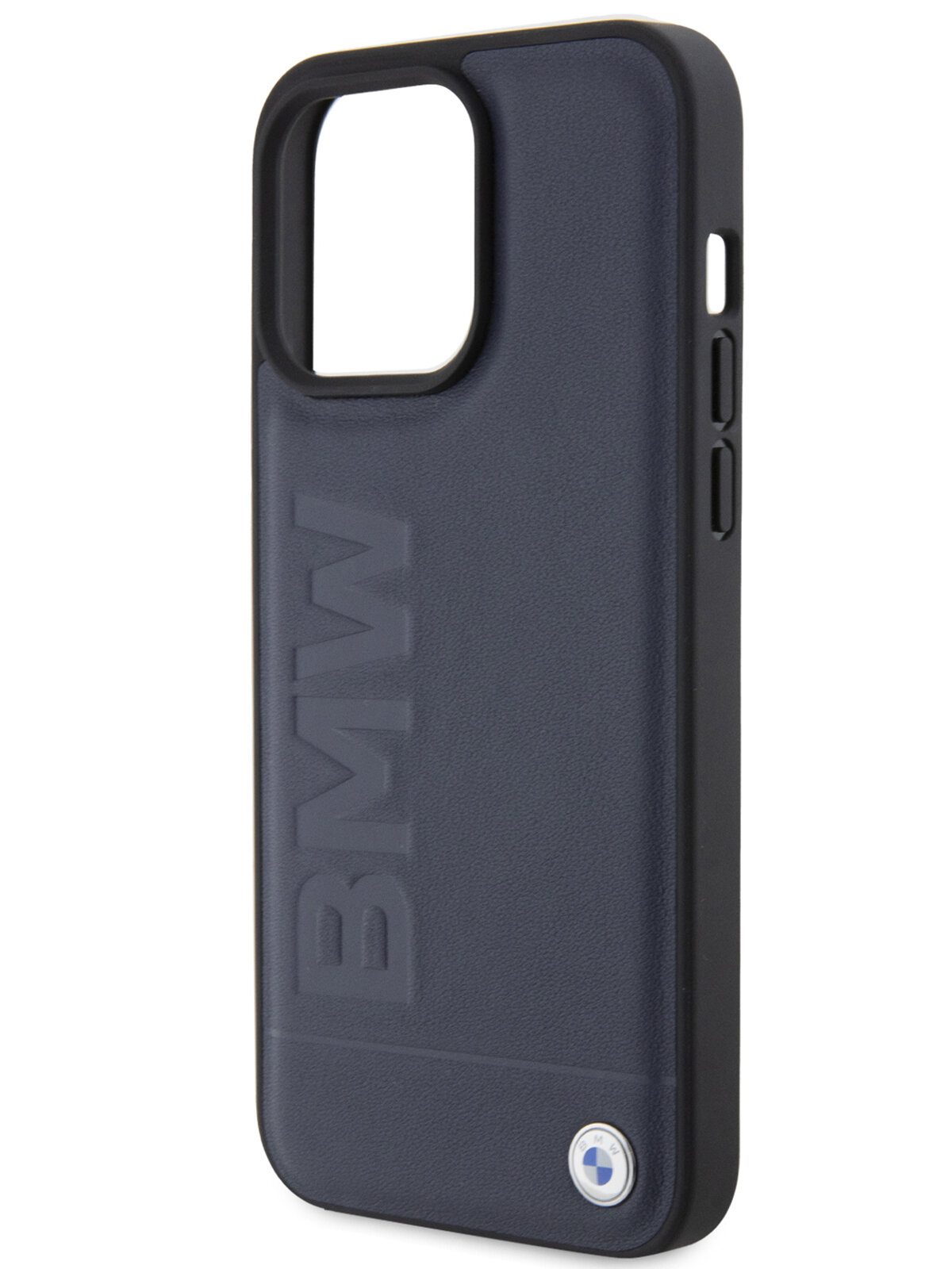 BMW для iPhone 15 Pro чехол Signature Leather Logo imprint Hard Navy (MagSafe)