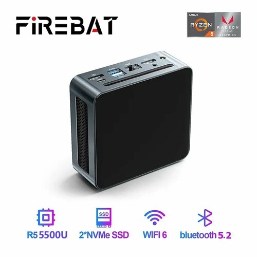 Мини-пк (неттоп) для игр/дома/работы FIREBAT AMD Ryzen 5 5500U / 16Gb DDR4 / M2 SSD 512Gb NVME / Windows 11 Pro