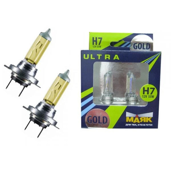 фото Лампа Галогенная H7 12v 55w "Маяк" Gold Ультра New (+60%) (2 Шт.) Маяк арт. 82720G+60new