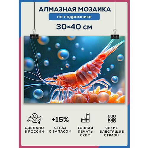 Алмазная мозаика 30x40 Подводный мир на подрамнике