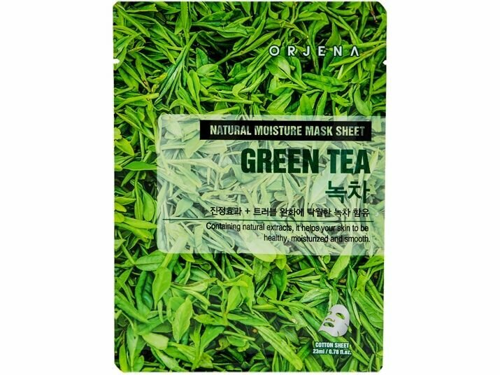 Тканевая маска для лица с зеленым чаем ORJENA NATURAL MOISTURE GREEN TEA MASK SHEET