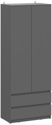 Шкаф 2-х створчатый с ящиками Нонтон Эккервуд графит серый 80.1x46.2x205.2 см