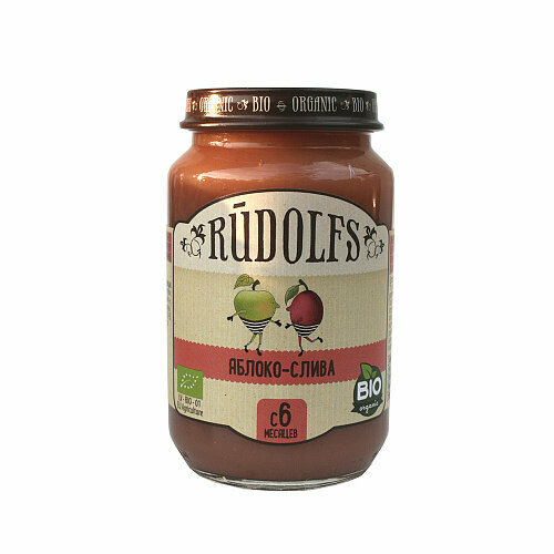 Rudolfs, Пюре фруктовое Яблоко-Слива, с 6 месяцев кетчуп rudolfs органик классический 530 г