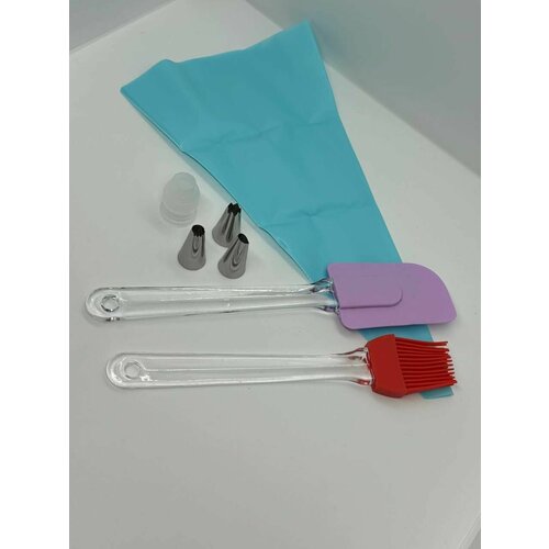 Набор кондитерских насадок с кондитерским мешком 3 шт фиксатор силиконовая лопатка силиконовая кисточка 410₽