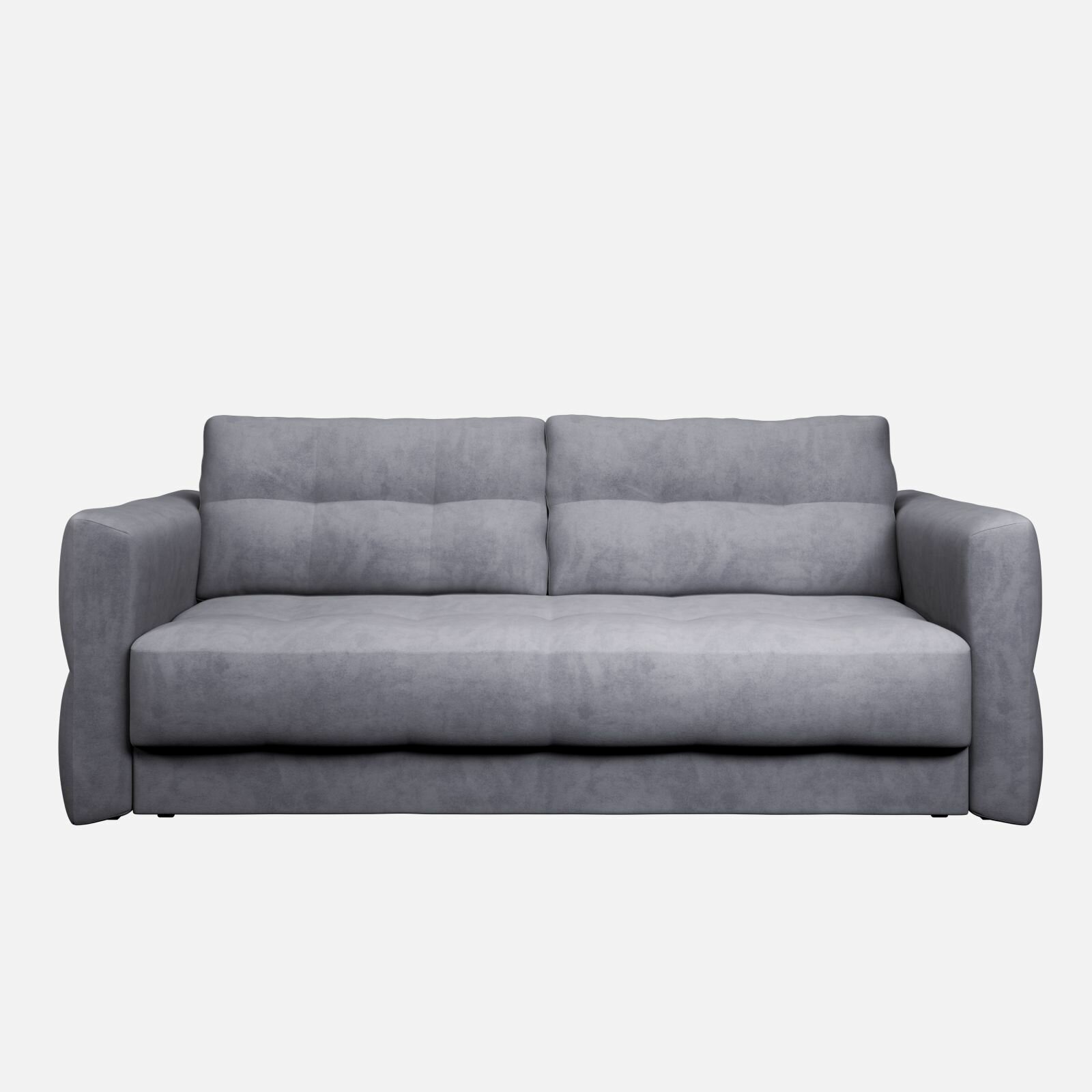 Прямой диван-кровать Manons Maison Ricco, раскладной механизм Еврокнижка (Тик-так), Велюр серый, 230х115х100 см. Товар уцененный