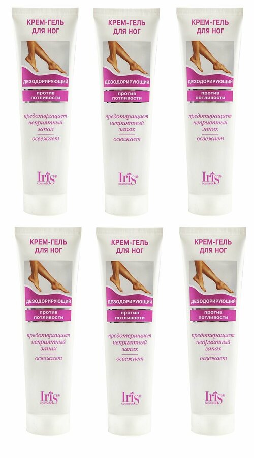 Iris cosmetic Крем-гель для ног Дезодорирующий, против потливости, 100 мл, 6 шт