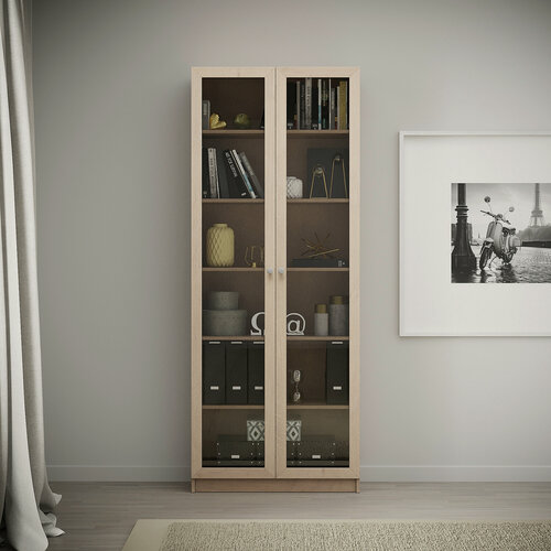 Изображение товара Шкаф стеллаж Билли 20 деревянный ЛДСП, 80*30*202 Дуб Сонома для книг, посуды, с полками