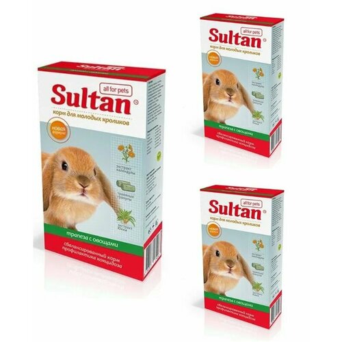 Sultan Полнорационный корм для молодых кроликов, 400 г, 3 шт