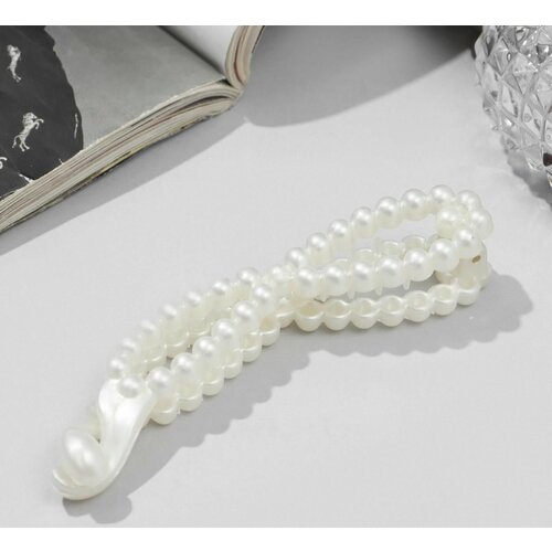 Банан для волос Венди бусинки 10 см белый 247₽