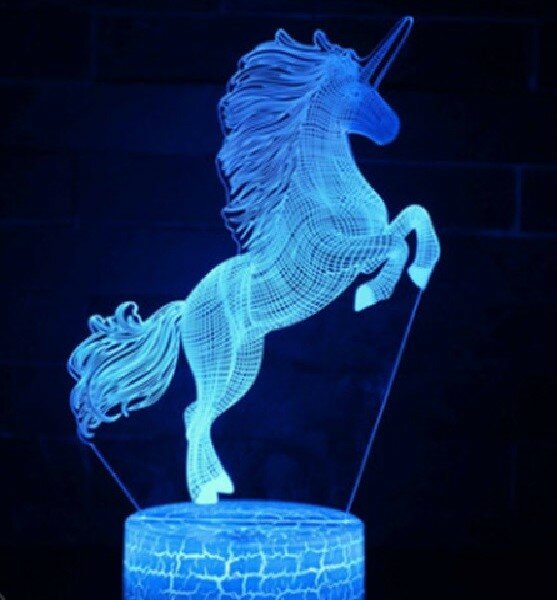 Светильник ночник "3D-Волшебный Единорог" на пластиковой подставке, с включателем USB