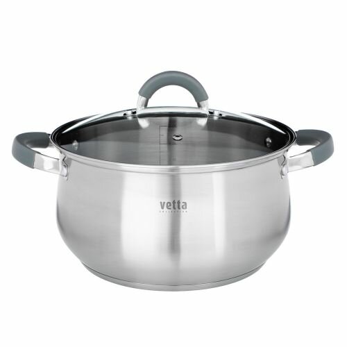 Кастрюля Vetta Вена 24х13,5см. 6,0л. со стекл. крышкой, индукция (822-074)