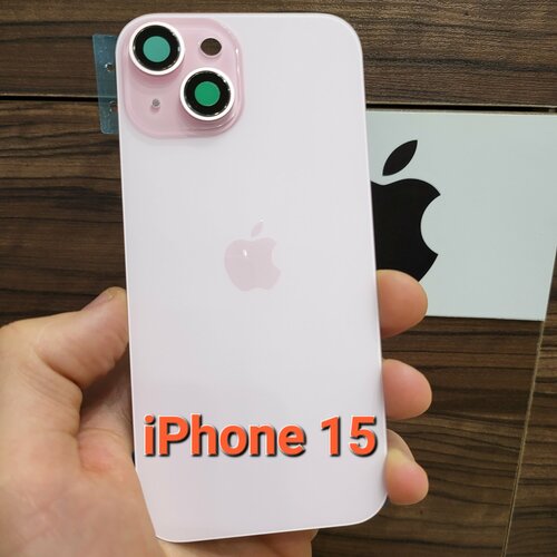 Крышка для iPhone 15 - задняя стеклянная панель "Оригинальное качество" (Цвет: Pink / Розовый)