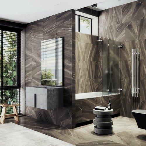 Maybah Glass Шторка для ванны складная 3 секции 1400*750 Стекло 6 мм Сатин MGV-581-4 MaybahGlass