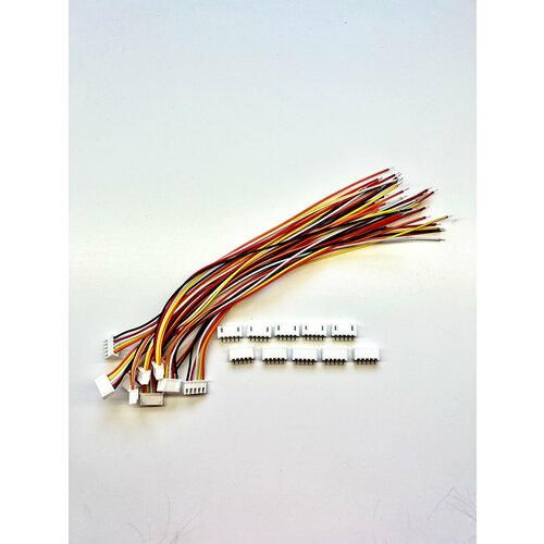 Набор кабелей с разъемом JST XH 2.54мм 5pin 20 см 10 штук кабель питания fiesta dc 2 5 5 2 1 мама папа 20 шт в упаковке 10 пар