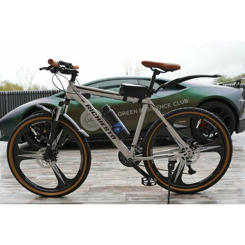 Велосипед RICHIESTO 26 на литых дисках ТРИ луча Горный Спортивный Унисекс серыйсеребристый 26900₽