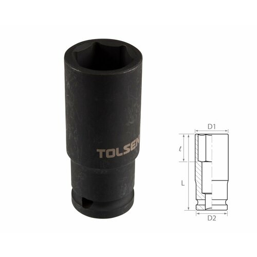 TOLSEN Головка торцевая ударная глубокая шестигранная 1/2