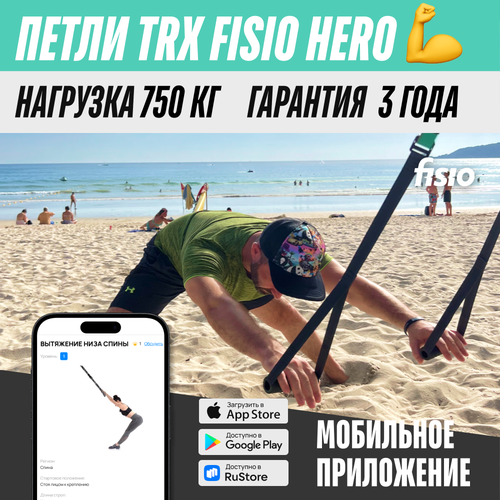 Тренировочные петли TRX FISIO Hero Аквамарин тренировочные петли trx fisio pocket