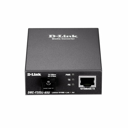 Медиаконвертер D-Link (DMC-F20SC-BXU/B1A) WDM, 1 port 10/100Base-TX, 1 port 100Base-FX, SC ОМ до 20 км модуль для управления d link proj control module for dmc 1000 dmc 1002 b1a