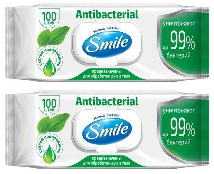 фото Smile Влажные салфетки антибактериальные с соком подорожника