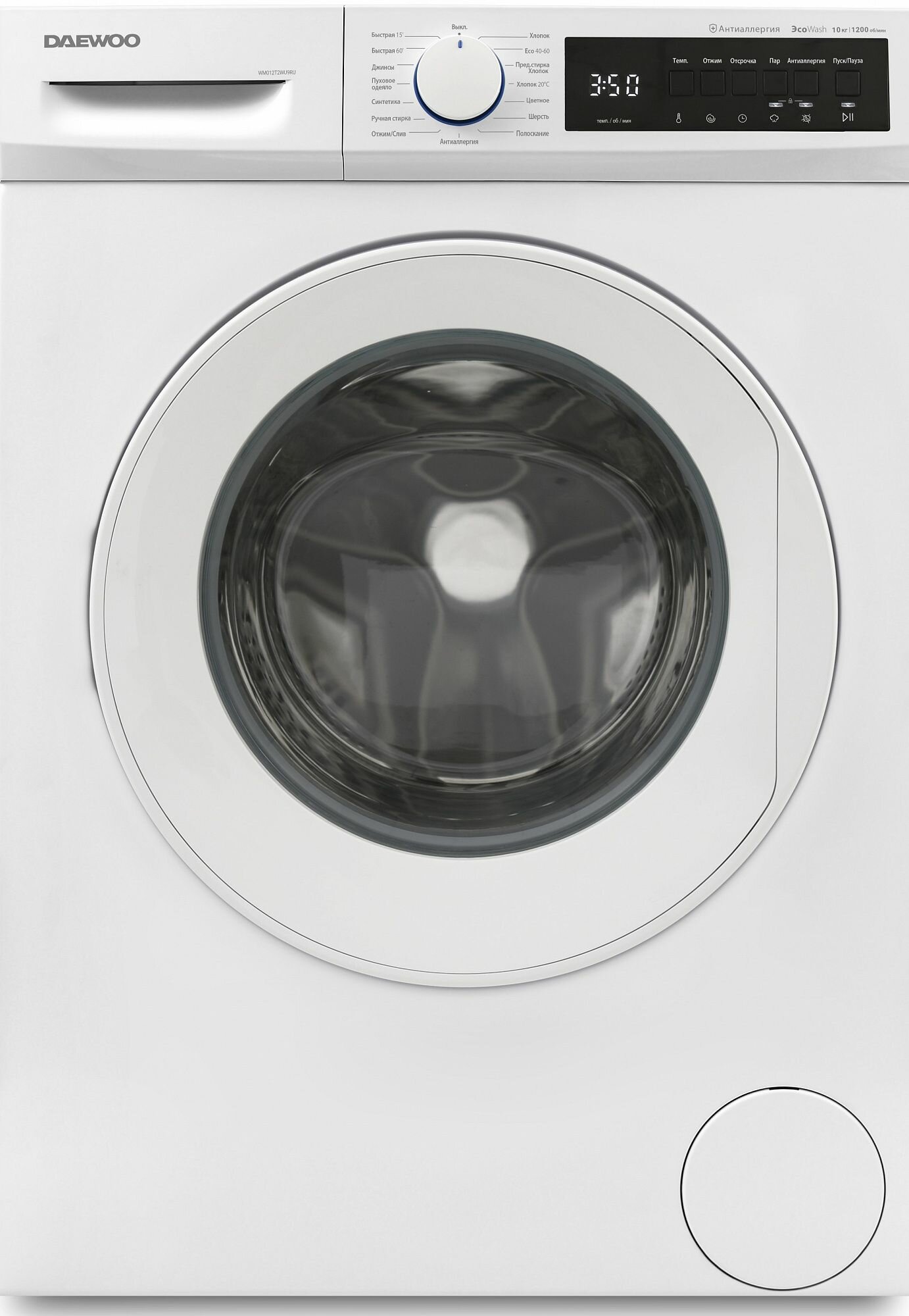 фото Стиральная машина DAEWOO WM 012 T2 WU9RU белая,10.5кг,1200об, с дисплеем