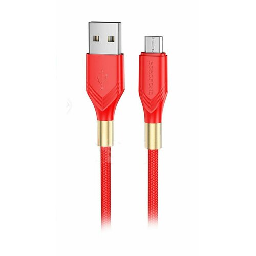 Кабель Borofone BX92 для смартфона, USB - MicroUSB, 1 м, 2.4A, цвет красный, 1 шт кабель hoco u37 long roam usb microusb 1 2 м 1 шт красный