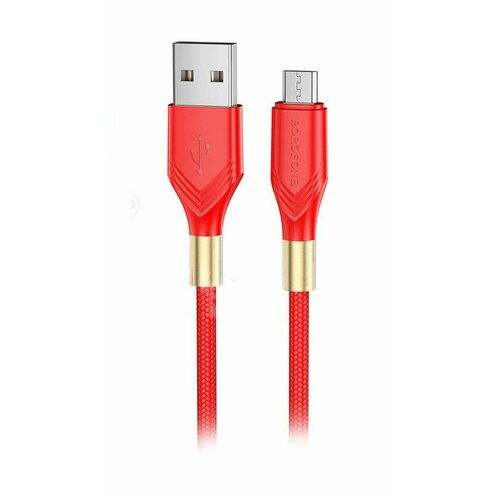 Кабель Borofone BX92 для смартфона, USB - MicroUSB, 1 м, 2.4A, цвет красный, 1 шт