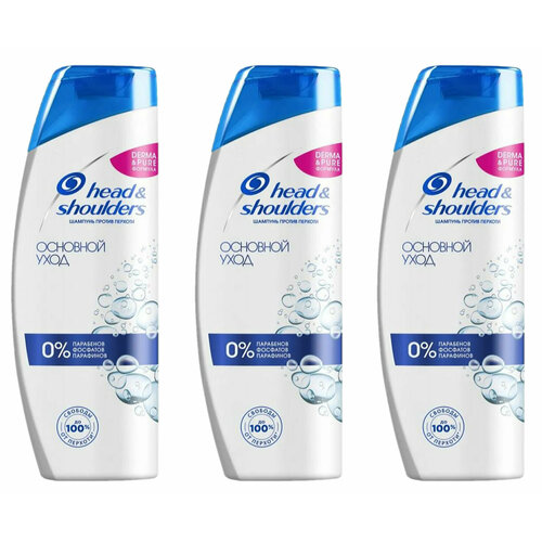 Head&Shoulders Шампунь и бальзам-ополаскиватель против перхоти 2в1, Основной уход, 300мл, 3 шт